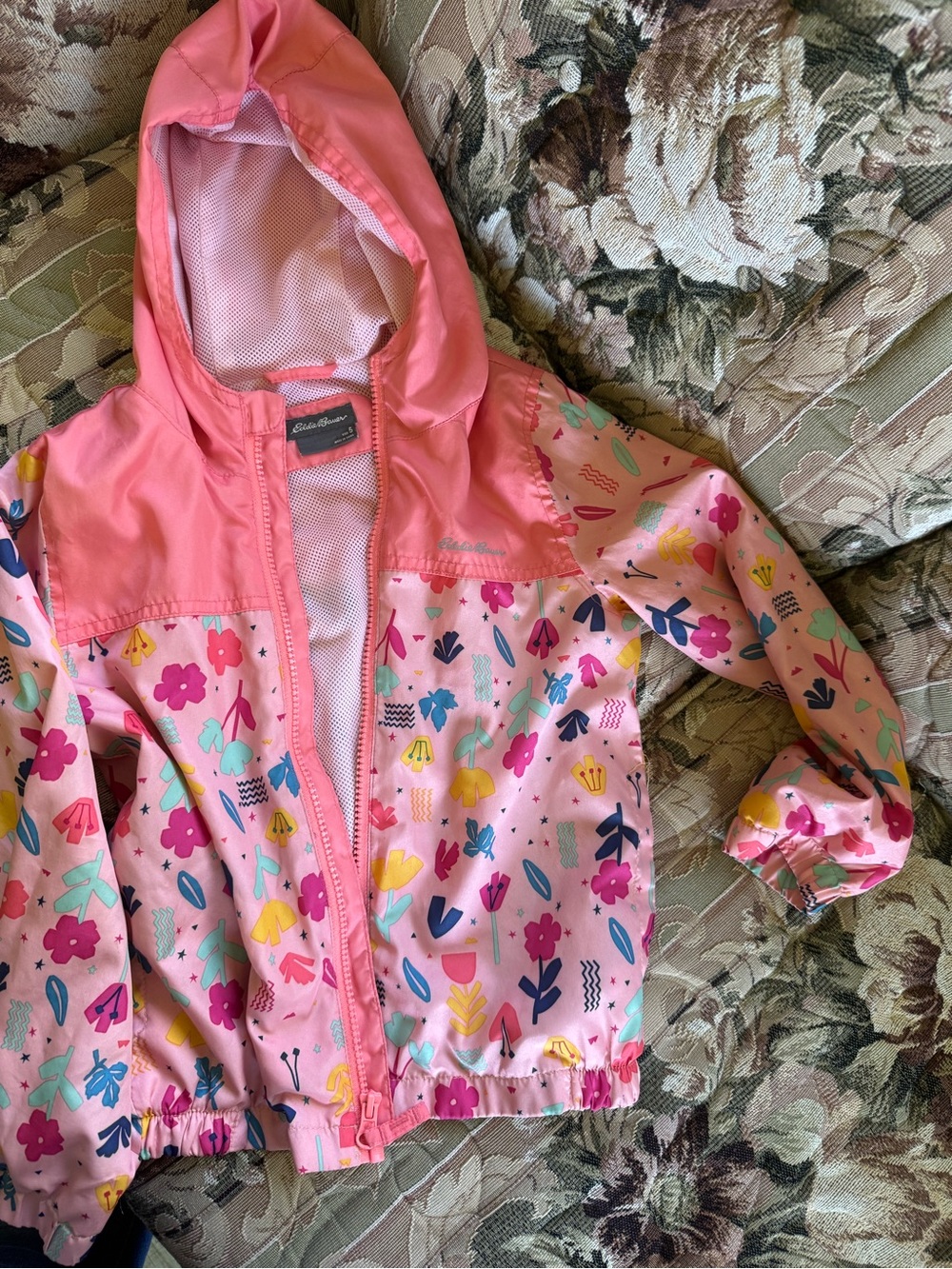 Eddie Bauer Pink Floral Hooded Rain Jacket for Kids